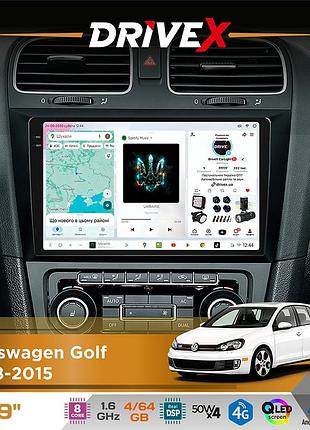 Штатная магнитола для volkswagen golf 2008-2015 drivex s4 qled 9" android 8-ядерный 1.6ггц 4x64гб sim-карта 3g/4g tda7851 4x50w