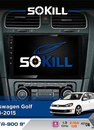 Штатная магнитола для volkswagen golf 2008-2015 sokill delta-900 9" android 4-ядерный 2+64гб 4x45w беспроводной carplay и