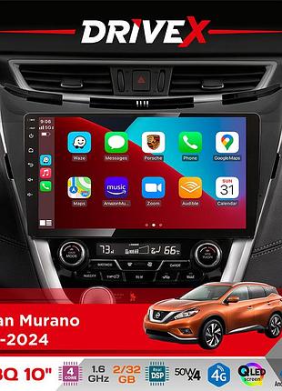 Штатная магнитола для nissan murano 2015-2024 drivex un8 qled 10" android 4-х32гб 4x45w беспроводной carplay и androidauto
