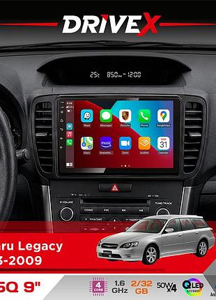 Штатная магнитола для subaru legacy 2003-2009 drivex un5 qled 9" android 4-ядерный 2+32гб 4x45w беспроводной carplay и androidauto