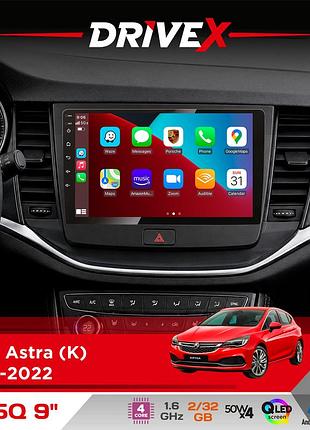 Штатна магнітола для opel astra (k) 2015-2022 drivex un5 qled 9" android 4-ядерний 2+32гб 4x45w бездротовий carplay та androidauto