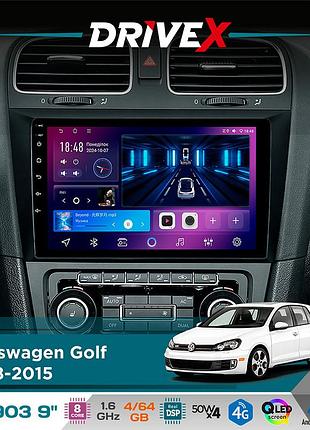Штатная магнитола для volkswagen golf 2008-2015 drivex se-903 qled 9" android 8-ядерный 4+64гб sim-карта 3g/4g dsp 4x50w(tda7851)