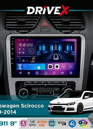 Штатная магнитола для volkswagen scirocco 2009-2014 drivex se-911 4+64гб qled 9" android 4-ядерный 4x50w(tda7851) dsp беспроводной