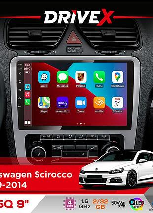 Штатная магнитола для volkswagen scirocco 2009-2014 drivex un5 qled 9" android 4-ядерный 2+32гб 4x45w беспроводной carplay и