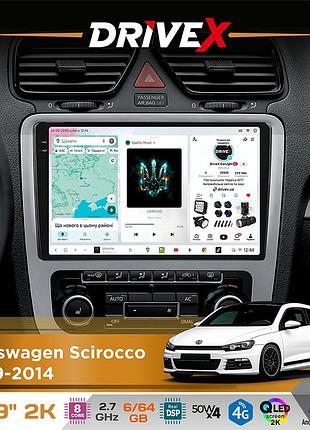Штатная магнитола для volkswagen scirocco 2009-2014 drivex s7 2k qled 9" android 8-ядерный 2.7ггц 6x64гб sim-карта 3g/4g ak7808 ab