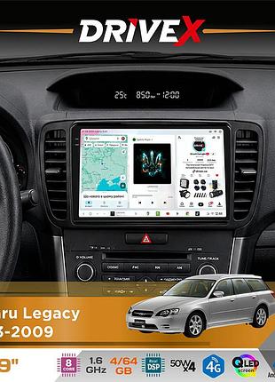 Штатная магнитола для subaru legacy 2003-2009 drivex s4 qled 9" android 8-ядерный 1.6ггц 4x64гб sim-карта 3g/4g tda7851 4x50w dsp