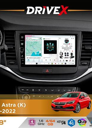 Штатна магнітола для opel astra (k) 2015-2022 drivex s3 qled 8" з фізичними кнопками android 8-ядерний 1.6ггц 4x64гб sim-картка