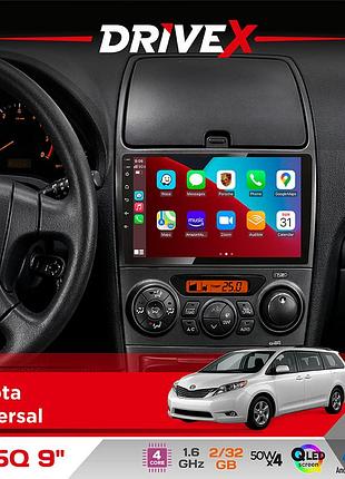 Штатная магнитола для toyota universal drivex un5 qled 9" android 4-ядерный 2+32гб 4x45w беспроводной carplay и androidauto
