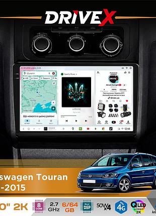 Штатная магнитола для volkswagen touran 2010-2015 drivex s7 2k qled 10" android 8-ядерный 2.7ггц 6x64гб sim-карта 3g/4g ak7808 ab