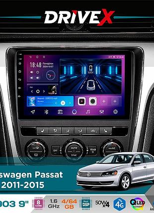 Штатная магнитола для volkswagen passat nms 2011-2015 drivex se-903 qled 9" android 8-ядерный 4+64гб sim-карта 3g/4g dsp