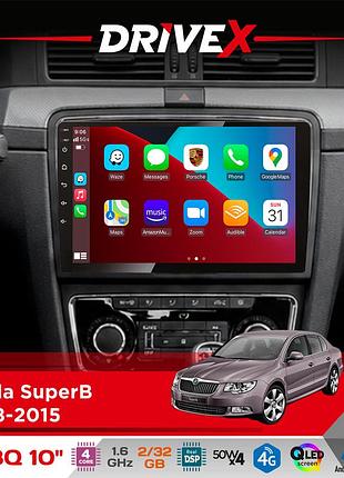 Штатная магнитола для skoda superb 2008-2015 drivex un8 qled 10" android 4-х32гб 4x45w беспроводной carplay и androidauto