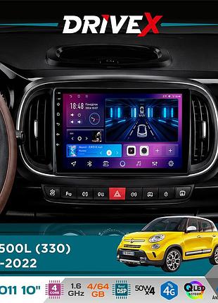 Штатная магнитола для fiat 500l (330) 2012-2022 drivex se-1011 qled 10" android 4-ядерный 4+64гб dsp 4x50w(tda7851) беспроводной