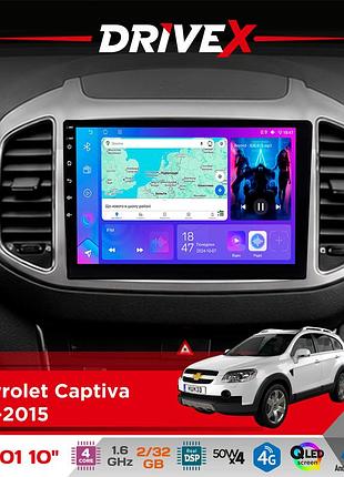 Штатная магнитола для chevrolet captiva (c140) 2011-2018 drivex a-1001 10" android 4-ядерный 2+32гб 4x45w беспроводной carplay и