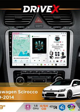 Штатная магнитола для volkswagen scirocco 2009-2014 drivex s3 qled 9" android 8-ядерный 1.6ггц 4x64гб sim-карта 3g/4g 7388 4x45w