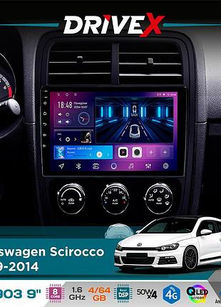 Штатная магнитола для volkswagen scirocco 2009-2014 drivex se-903 qled 9" android 8-ядерный 4+64гб sim-карта 3g/4g dsp