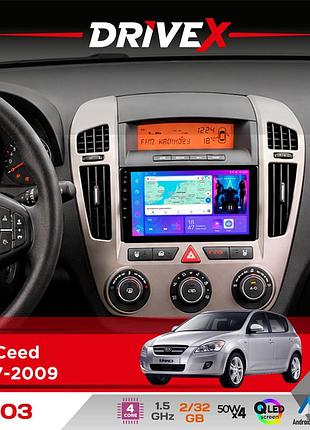 Штатная магнитола для kia ceed 2007-2009 drivex a-903 qled 9" android 4-ядерный 2+32гб 4x50w(tda7851) беспроводной carplay и