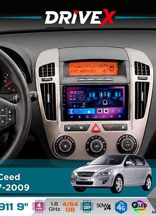 Штатная магнитола для kia ceed 2007-2009 drivex se-911 4+64гб qled 9" android 4-ядерный 4x50w(tda7851) dsp беспроводной carplay и