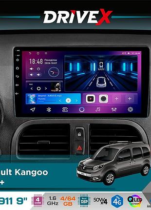 Штатная магнитола для renault kangoo 2013+ drivex se-911 4+64гб qled 9" android 4-ядерный 4x50w(tda7851) dsp беспроводной carplay и