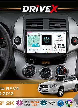 Штатна магнітола для toyota rav4 2006-2012 drivex s7 2k qled 9" android 8-ядерний 2.7ггц 6x64гб sim-картка 3g/4g ak7808 ab 4x50w