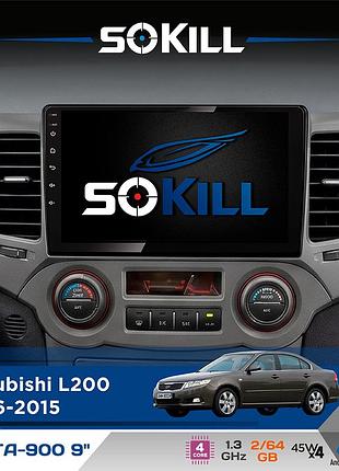 Штатна магнітола для mitsubishi l200 2006-2015 sokill delta-900 9" android 4-ядерний 2+64гб 4x45w бездротовий carplay та