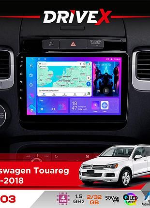 Штатна магнітола для volkswagen touareg 2010-2018 drivex a-903 qled 9" android 4-ядерний 2+32гб 4x50w(tda7851) бездротовий carplay