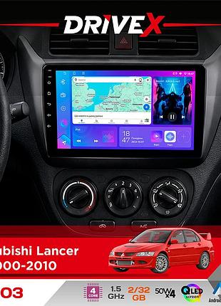 Штатна магнітола для mitsubishi lancer ix 2000-2010 drivex a-903 qled 9" android 4-ядерний 2+32гб 4x50w(tda7851) бездротовий