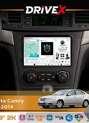 Штатна магнітола для toyota camry 2011-2014 drivex s7 2k qled 9" android 8-ядерний 2.7ггц 6x64гб sim-картка 3g/4g ak7808 ab 4x50w