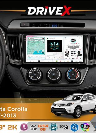 Штатна магнітола для toyota corolla 2007-2013 drivex s7 2k qled 9" android 8-ядерний 2.7ггц 6x64гб sim-картка 3g/4g ak7808 ab