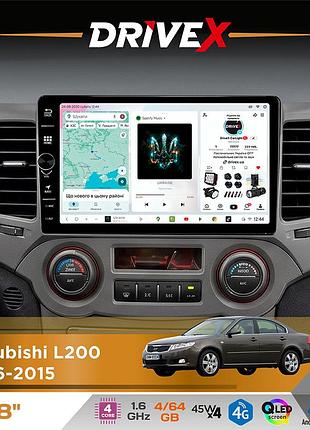 Штатна магнітола для mitsubishi l200 2006-2015 drivex s3 qled 8" з фізичними кнопками android 8-ядерний 1.6ггц 4x64гб sim-картка