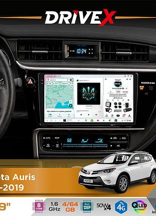 Штатна магнітола для toyota auris 2017-2019 drivex s4 qled 9" android 8-ядерний 1.6ггц 4x64гб sim-картка 3g/4g tda7851 4x50w dsp