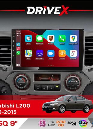 Штатна магнітола для mitsubishi l200 2006-2015 drivex un5 qled 9" android 4-ядерний 2+32гб 4x45w бездротовий carplay та