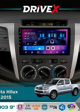 Штатна магнітола для toyota hilux 2011-2015 drivex se-903 qled 9" android 8-ядерний 4+64гб sim-картка 3g/4g dsp 4x50w(tda7851)