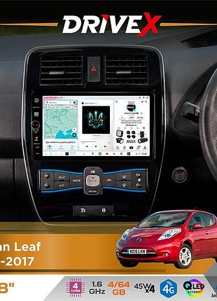 Штатна магнітола для nissan leaf 2010-2017 drivex s3 qled 8" з фізичними кнопками android 8-ядерний 1.6ггц 4x64гб sim-картка 3g/4g