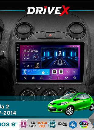 Штатна магнітола для mazda 2 2007-2014 drivex se-903 qled 9" android 8-ядерний 4+64гб sim-картка 3g/4g dsp 4x50w(tda7851)