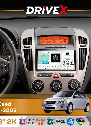 Штатна магнітола для kia ceed 2007-2009 drivex s7 2k qled 9" android 8-ядерний 2.7ггц 6x64гб sim-картка 3g/4g ak7808 ab 4x50w dsp