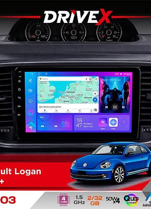 Штатна магнітола для volkswagen beetle 2011-2019 drivex a-903 qled 9" android 4-ядерний 2+32гб 4x50w(tda7851) бездротовий carplay