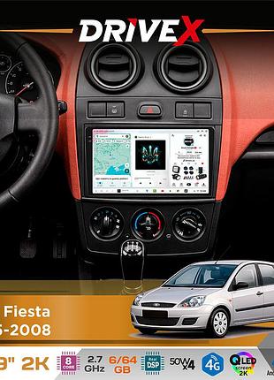 Штатна магнітола для ford fiesta 2005-2008 drivex s7 2k qled 9" android 8-ядерний 2.7ггц 6x64гб sim-картка 3g/4g ak7808 ab 4x50w