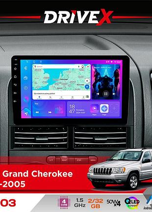 Штатна магнітола для jeep grand cherokee 1998-2005 drivex a-903 qled 9" android 4-ядерний 2+32гб 4x50w(tda7851) бездротовий