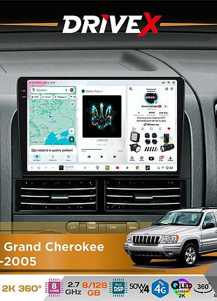 Штатная магнитола для jeep grand cherokee 1998-2005 drivex s7+ 2k qled 9" android 8-ядерный 2.7ггц 8x128гб sim-карта 3g/4g ak7808