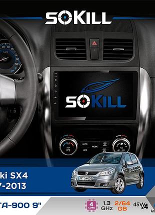 Штатная магнитола для suzuki sx4 2007-2013 sokill delta-900 9" android 4-ядерный 2+64гб 4x45w беспроводной carplay и androidauto