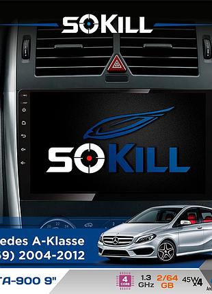 Штатная магнитола для mercedes a-klasse (w169) 2004-2012 sokill delta-900 9" android 4-ядерный 2+64гб 4x45w беспроводной carplay и