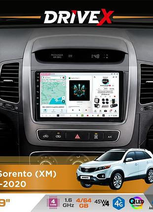 Штатная магнитола для kia sorento (xm) 2012-2020 drivex s3 qled 9" android 8-ядерный 1.6ггц 4x64гб sim-карта 3g/4g 7388 4x45w asp