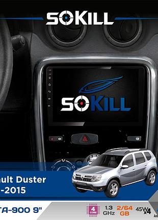 Штатная магнитола для renault duster 2010-2015 sokill delta-900 9" android 4-ядерный 2+64гб 4x45w беспроводной carplay и