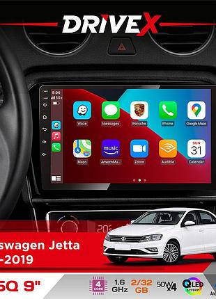 Штатная магнитола для volkswagen jetta 2013-2019 drivex un5 qled 9" android 4-ядерный 2+32гб 4x45w беспроводной carplay и
