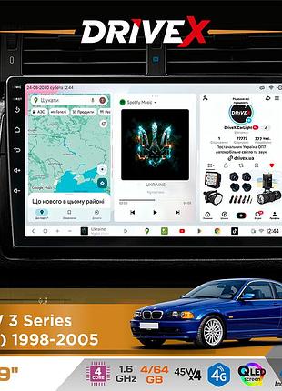 Штатная магнитола для bmw 3 series (e46) 1998-2006 drivex s3 qled 9" android 8-ядерный 1.6ггц 4x64гб sim-карта 3g/4g 7388 4x45w