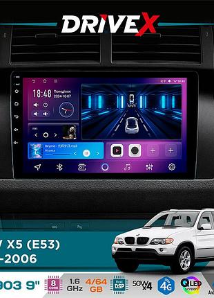 Штатна магнітола для bmw x5 (e53) 1999-2006 drivex se-903 qled 9" android 8-ядерний 4+64гб sim-картка 3g/4g dsp 4x50w(tda7851)