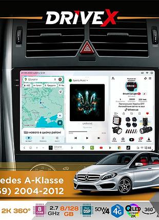 Штатна магнітола для mercedes a-klasse (w169) 2004-2012 drivex s7+ 2k qled 9" android 8-ядерний 2.7ггц 8x128гб sim-картка 3g/4g