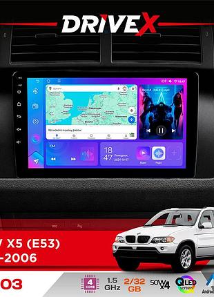 Штатна магнітола для bmw x5 (e53) 1999-2006 drivex a-903 qled 9" android 4-ядерний 2+32гб 4x50w(tda7851) бездротовий carplay та