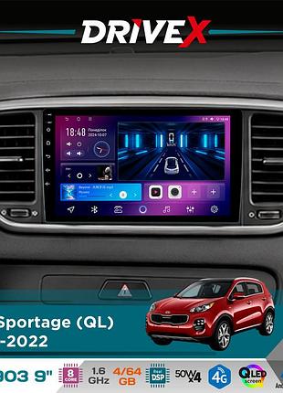 Штатна магнітола для kia sportage (ql) 2018-2022 drivex se-903 qled 9" android 8-ядерний 4+64гб sim-картка 3g/4g dsp
