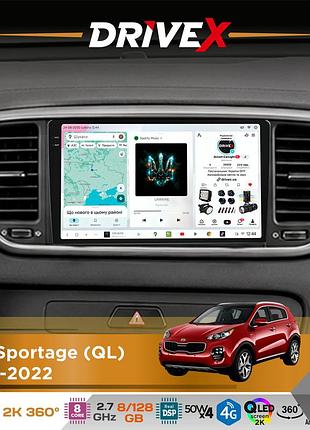 Штатна магнітола для kia sportage (ql) 2018-2022 drivex s7+ 2k qled 9" android 8-ядерний 2.7ггц 8x128гб sim-картка 3g/4g ak7808 ab
